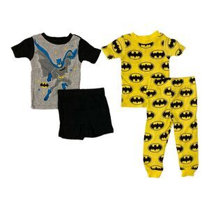 DC Comics Batman 100% Cotton Comfortable Soft Toddler 4 Piece Pajama Set - Black